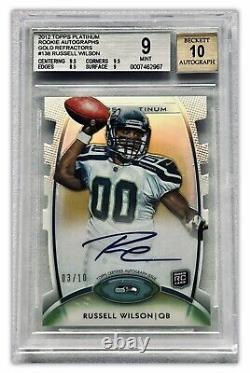 2012 Topps Platinum Rookie/auto Russell Wilson #3/10 Gold Refractors Rc#138