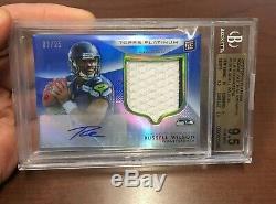 2012 Topps Platinum Russell Wilson ROOKIE Patch Auto JERSEY #3/25 RPA RC BGS 9.5