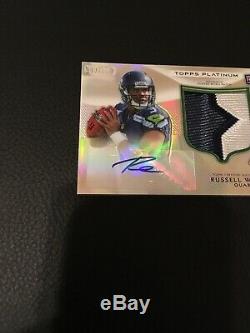 2012 Topps Platinum Russell Wilson Rc Rookie Refractor Auto 3 Color Patch Sp/250