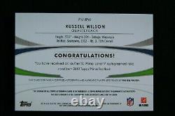 2012 Topps Prime Auto Relics Level 5 Copper Russell Wilson RC # 12/50 Seahawks