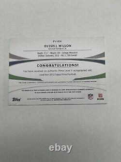 2012 Topps Prime #PV-RW Russell Wilson Level V 8/25 RC, 4-PATCHS, Ball Auto