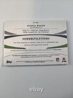 2012 Topps Prime #PV-RW Russell Wilson Level V COPPER #5/15 (RC, 4-PATCHS, AUTO)