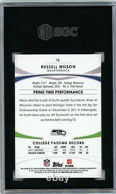 2012 Topps Prime Russell Wilson RC Auto /286 Seattle Seahawks Rookie #78 SGC 9