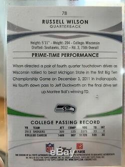 2012 Topps Prime Russell Wilson Rookie Auto # 19/50
