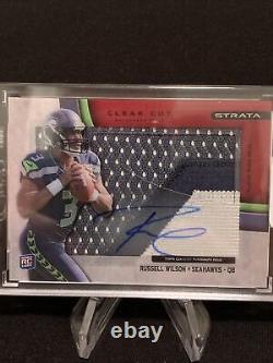2012 Topps Strata Russell Wilson Clear Cut Red Rookie 3 Color Patch Auto #/30