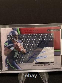 2012 Topps Strata Russell Wilson Clear Cut Red Rookie 3 Color Patch Auto #/30