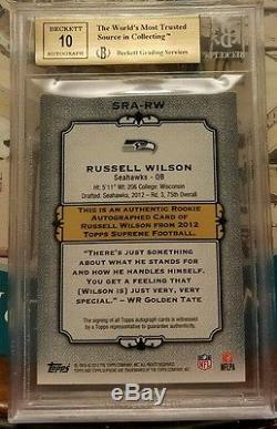2012 Topps Supreme Russell WILSON RC SP AUTO /85 BGS 9.5/10 GEM MINT AUTOGRAPH