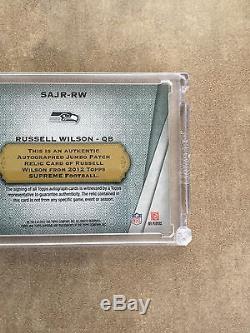 2012 Topps Supreme Russell Wilson 3 Color Jumbo Patch Auto RC #'d 1/5