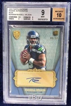 2012 Topps Supreme Russell Wilson RC Auto /50 Blue Graded 9 Mint