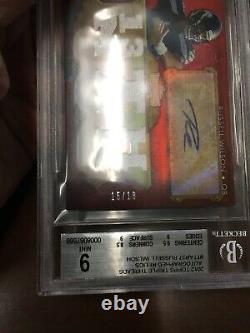 2012 Topps Triple Threads RUSSELL WILSON RPA RC 10 Auto BGS 9 15/18 Rookie RARE