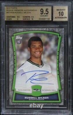 2012 Topps #rpa-rw Russell Wilson Rookie Premiere Auto Rc /90 Bgs 9.5 Gem Mint