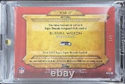2012 Triple Threads Russell Wilson RC 1/1 PATCH AUTO PLATE Seahawks HOLY GRAIL