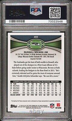 2012 topps chrome Russell Wilson #40 RC Seahawks auto autograph PSA 9 mint