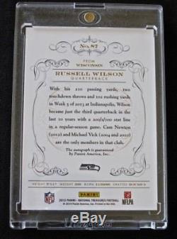 2013 National Treasures Russell Wilson RC Century Red Signatures Auto #d 1/1