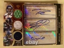 2013 Topps Russell Wilson, Michael & Sid Rice Triple Threads Jersey Auto #'8/9