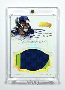 2014 Flawless Russell Wilson Gold, Game-Worn Patch Auto/Autograph 10/10