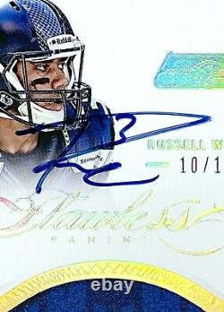 2014 Flawless Russell Wilson Gold, Game-Worn Patch Auto/Autograph 10/10