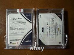 2015 & 2016 Immaculate Patch autos Russell Wilson pair, Game Used patches-Look