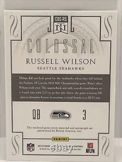 2015 National Treasures Colossal Auto. RUSSELL WILSON #/10 COS-RS