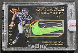 2015 Panini Black Gold Russell Wilson Game Used Nike Swoosh Patch Auto 1/1