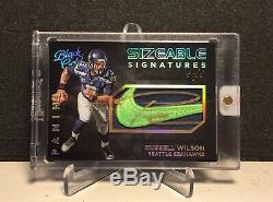 2015 Russell Wilson Panini Black Gold Game-Used Nike Swoosh Logo Patch Auto 1/1