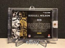 2015 Russell Wilson Panini Black Gold Game-Used Nike Swoosh Logo Patch Auto 1/1