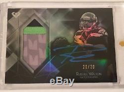 2015 Topps Diamond RUSSELL WILSON 3-Color Patch Signature Blue Ink Auto #20/20