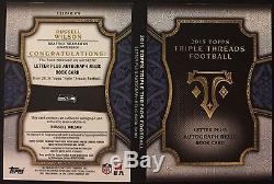 2015 Topps Triple Threads Russell Wilson Letter Auto Relic Book Card 3/3 I