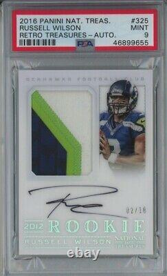 2016 National Treasures Russell Wilson PSA 9 Patch AUTO /10 Retro 2012 Style