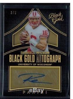 2016 Panini Black Gold Russell Wilson Auto 3/5 Holo Foil Autograph Jersey # 1/1
