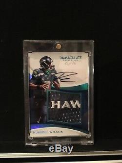 2017 Immaculate Football Russell Wilson Auto Seahawks Logo Patch Sp # 1/1