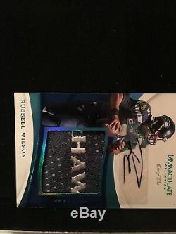 2017 Immaculate Football Russell Wilson Auto Seahawks Logo Patch Sp # 1/1