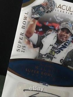 2017 Immaculate Super Bowl Moments Auto Russell Wilson #'d 3/5 Jersey # 1/1
