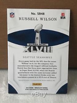 2017 Immaculate Super Bowl Moments Auto Russell Wilson #'d 3/5 Jersey Number