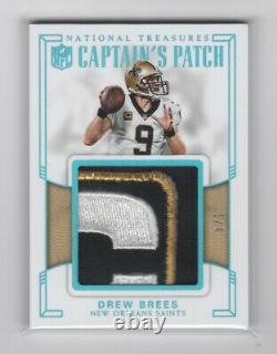 2017 Panini National Treasures DREW BREES /4 Game-Used Captain's Logo Patch RARE