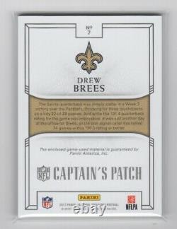 2017 Panini National Treasures DREW BREES /4 Game-Used Captain's Logo Patch RARE