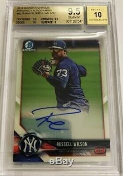 2018 Bowman Chrome Russell Wilson New York Yankees RC Rookie AUTO SP