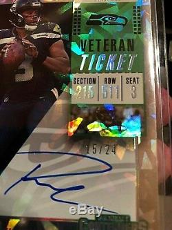 2018 Contenders Russell Wilson CRACKED ICE VETERAN Auto #/24 Seahawks on card