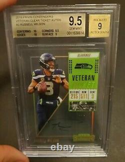 2018 Contenders Russell Wilson Veteran Clear Ticket Auto # /10 BGS 9.5/9 Broncos