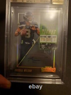 2018 Contenders Russell Wilson Veteran Clear Ticket Auto # /10 BGS 9.5/9 Broncos