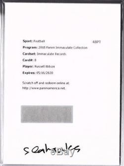 2018 Panini Immaculate Records #8 Russell Wilson Redemption Card /10 Auto