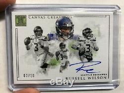 2019 Impeccable Russell Wilson Canvas Creations Auto Gold 3/10 Jersey Number 1/1