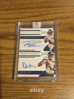 2019 National Treasures Russell Wilson / DK Metcalf Dual Auto Gold 03/10
