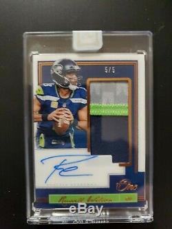 2019 Panini One Football Russell Wilson On Card Auto Patch 5/5 Seattle Seahawks