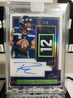 2019 Panini One Russell Wilson 12th Man Patch Auto Jersey #3/3 Seattle Seahawks