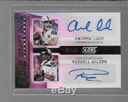 2019 Score Football Draft Dual Andrew Luck, Russell Wilson Auto 2/10 Autograph