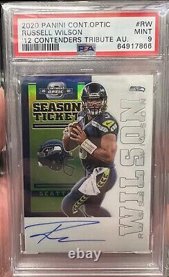 2020 Contenders Optic Russell Wilson Rookie Ticket Auto 2012 Tribute PSA 9 Mint