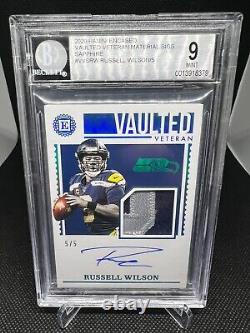 2020 Encased Russell Wilson Vaulted Veterans Sapphire 5/5 BGS 9 Auto 10 Patch