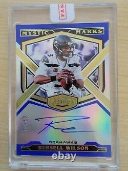 2020 Panini Plates & Patches Mystic Marks Blue on Card Auto Russell Wilson /20