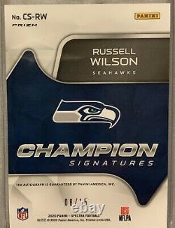 2020 Panini Spectra Russell Wilson Champion Signatures Auto #8/15 Seahawks